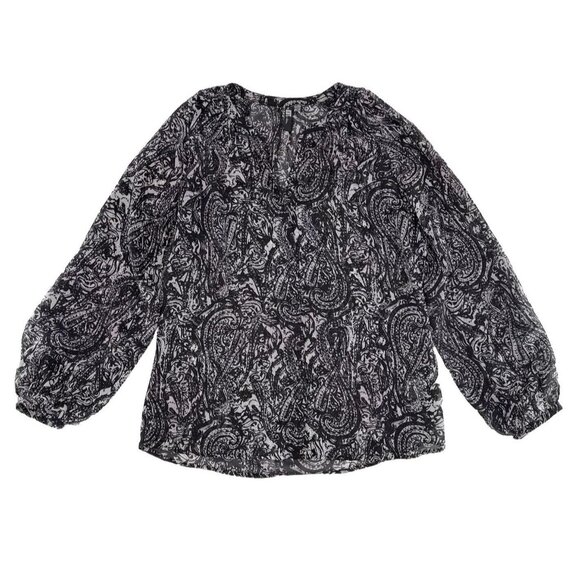 KUT from the Kloth Sheer Button Frontballoon Sleeve Blouse Size M, Preppy Office - Picture 1 of 11